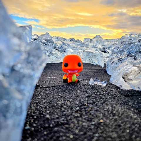 Charmander figurine at Vatnajökull National Park, Iceland