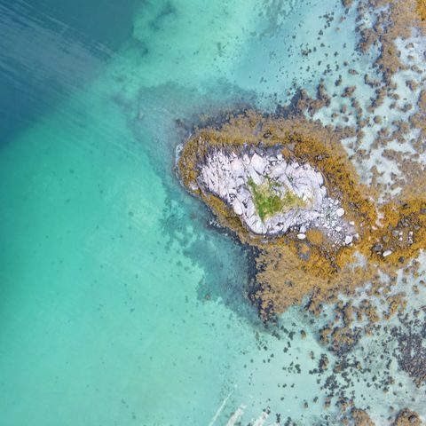 Rock and turquoise shallows, Norway