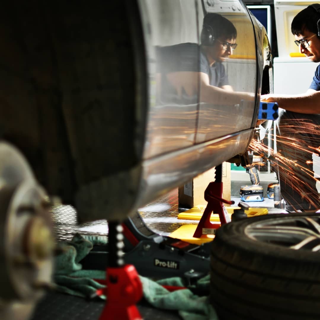 Working on the car in preparation for Alaska