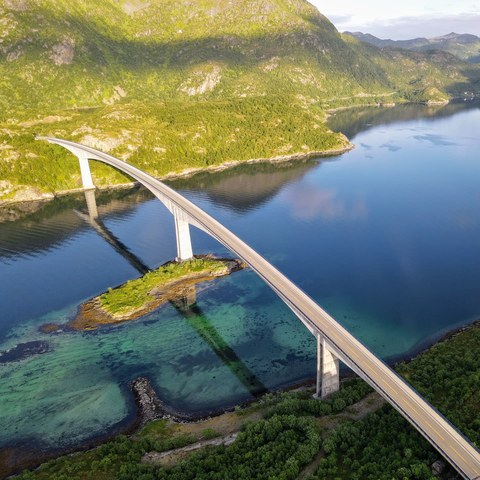 Bridge over clear water, Norway
